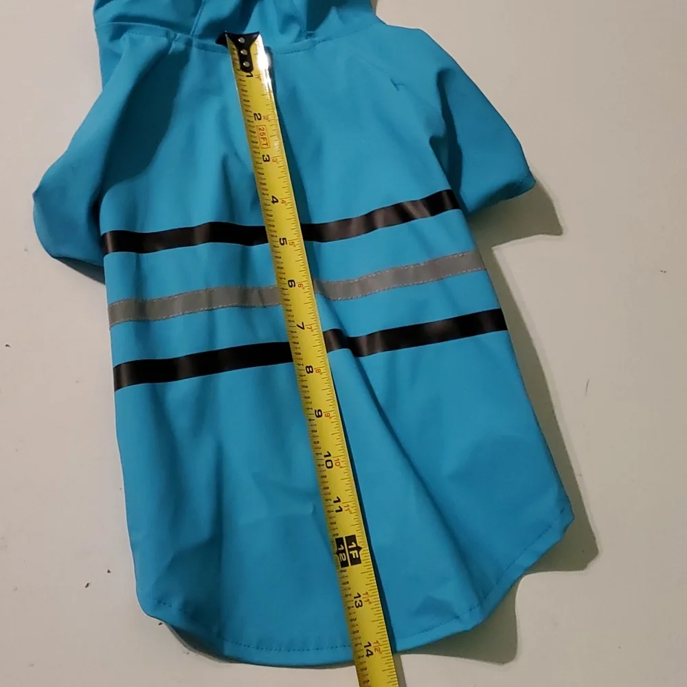 New Rain jacket dog M with hood and zip closure on underside and reflective
